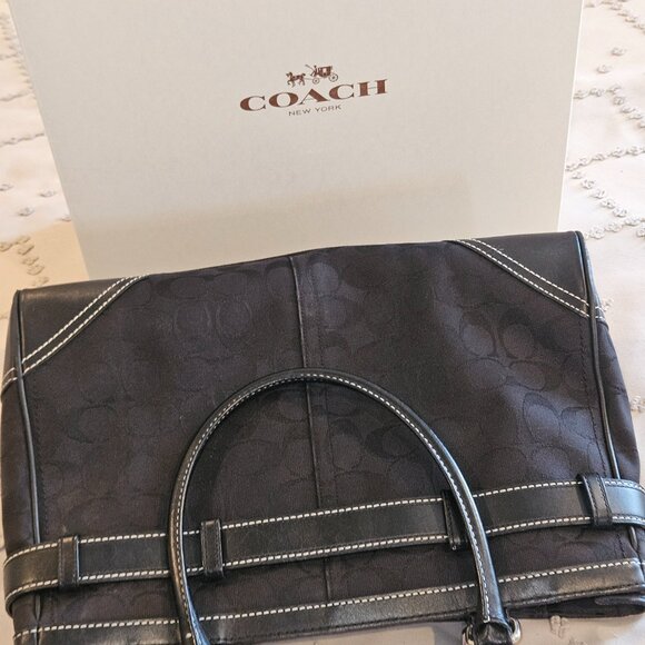 COACH Black Satchel with Leather Trim and Silver Hardware - Picture 4 of 5